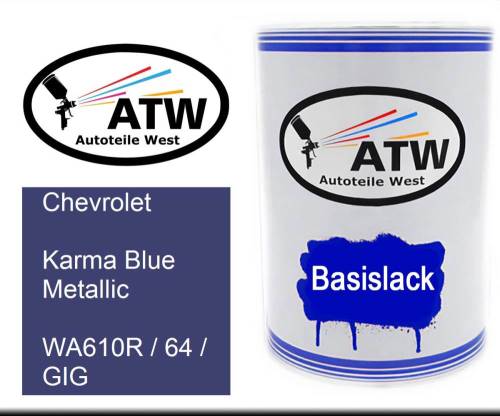 Chevrolet, Karma Blue Metallic, WA610R / 64 / GIG: 500ml Lackdose, von ATW Autoteile West.